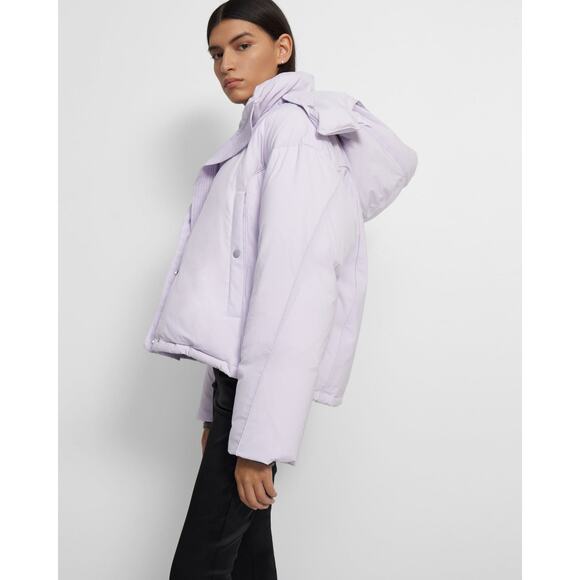 NWT Theory Lilac Hooded 100% Down Puffer Jacket Size Medium - Picture 2 of 4